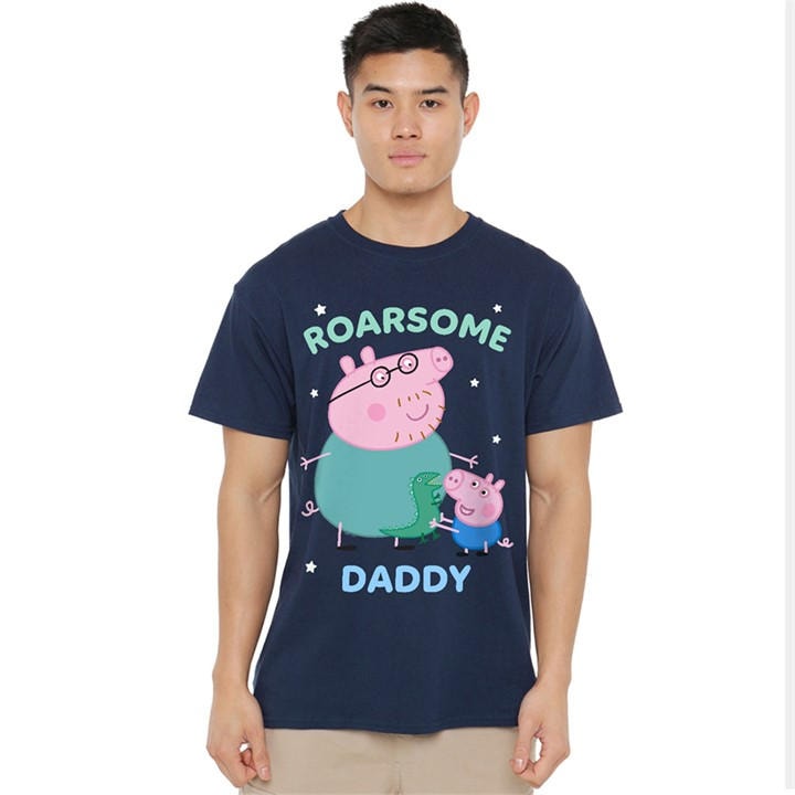 Hasbro Men's Blue Peppa Pig Roarsome Daddy Pig T Shirt Navy in Size 2XL, Sports Direct