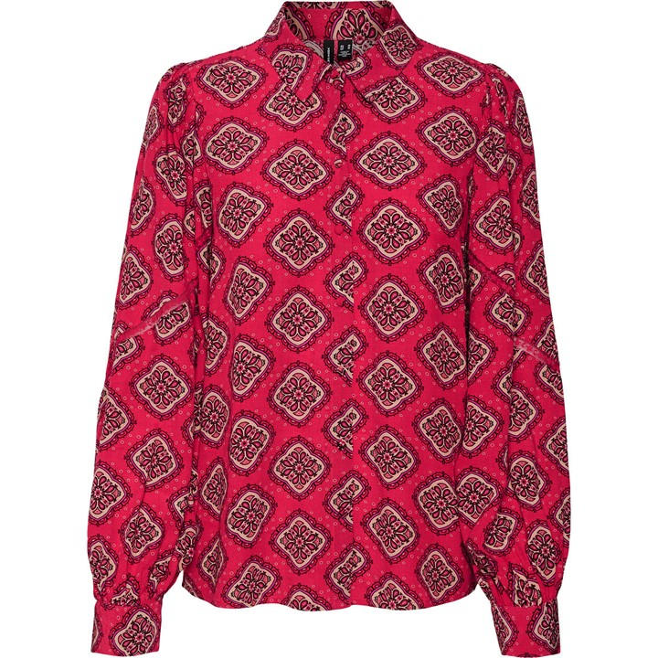 Vero Moda Women's Pink Long-Sleeve Lace Patterned Shirt in Size 10, Sports Direct