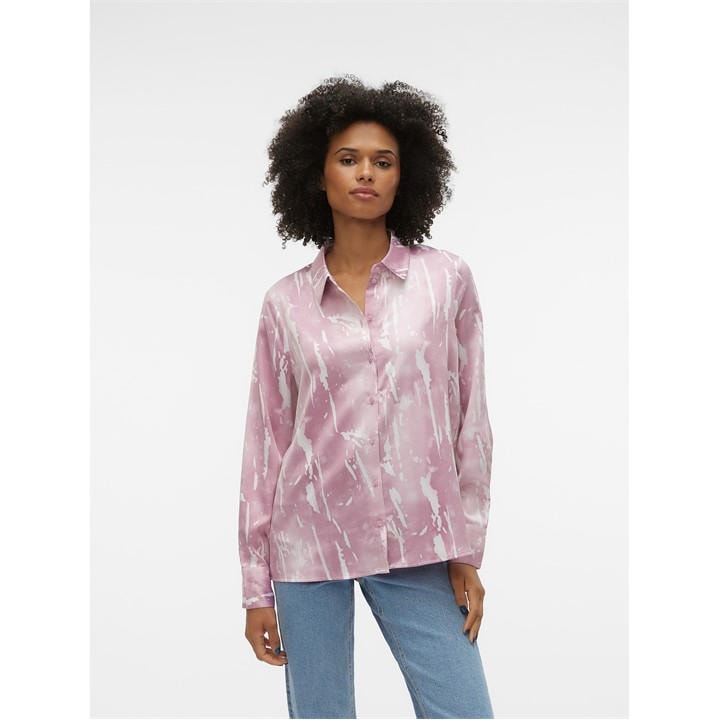 Vero Moda Women's Purple Long-Sleeve Patterned Shirt in Size 8, Sports Direct