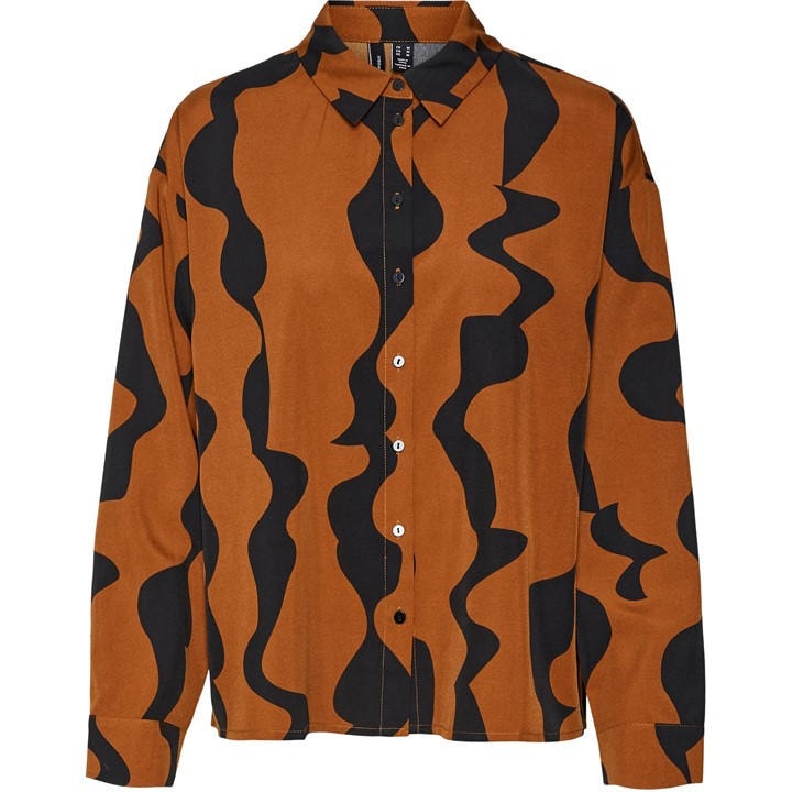 Vero Moda Women's Black Long-Sleeve Patterned Shirt in Size 8, Sports Direct