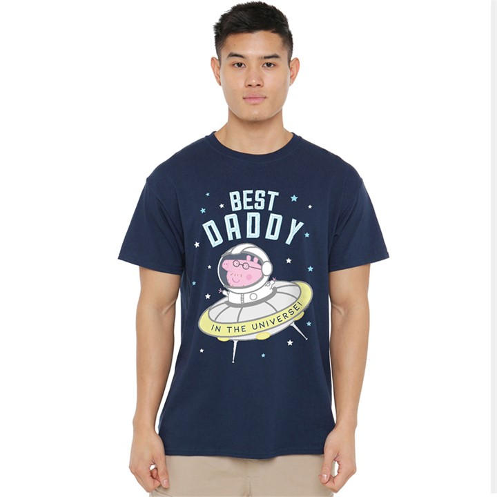 Hasbro Men's Blue Peppa Pig Best Daddy Pig In The Universe T Shirt in Size 2XL, Sports Direct