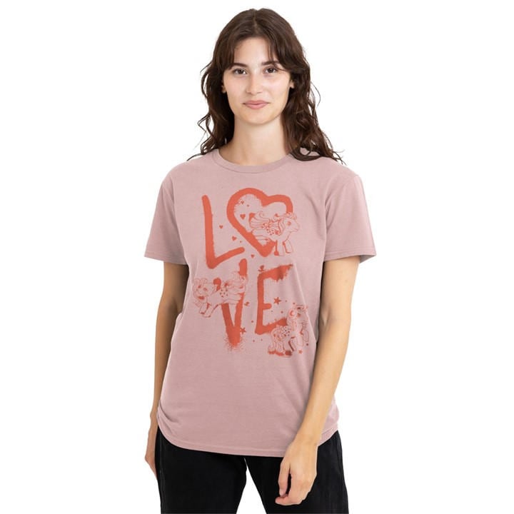 Hasbro Women's Pink My Little Pony Graffiti Love S Classic T-Shirt Po in Size XL, Sports Direct