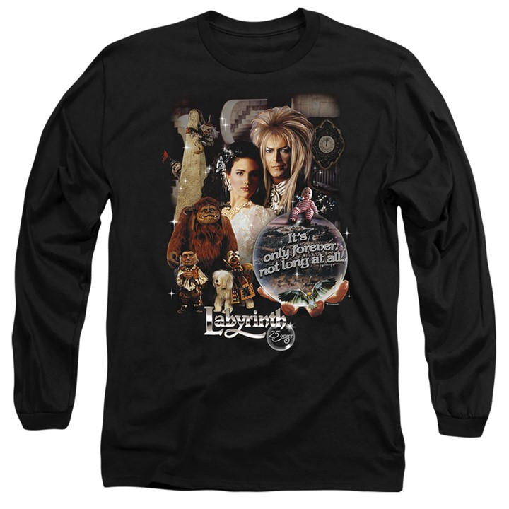 Men's Black Other Labyrinth 25 Years Of Magic Long Sleeve T-Shirt B in Size 2XL, Sports Direct