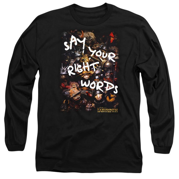 Men's Black Other Labyrinth Right Words Long Sleeve T-Shirt in Size 2XL, Sports Direct