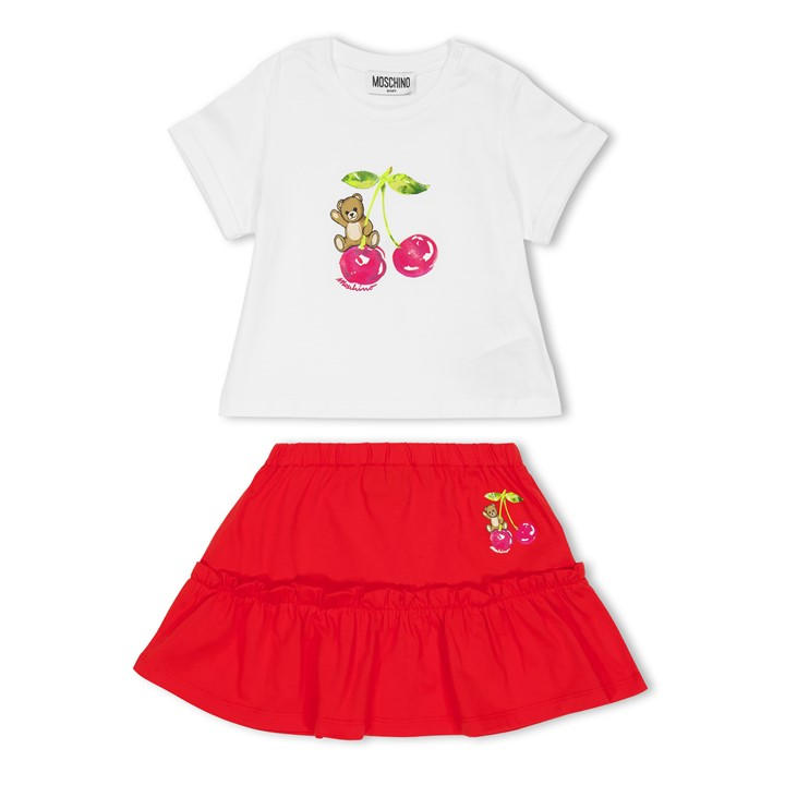 Moschino Girls Red Kids' T-Shirt And Skirt Set in Size 3 - 4 Years, Sports Direct