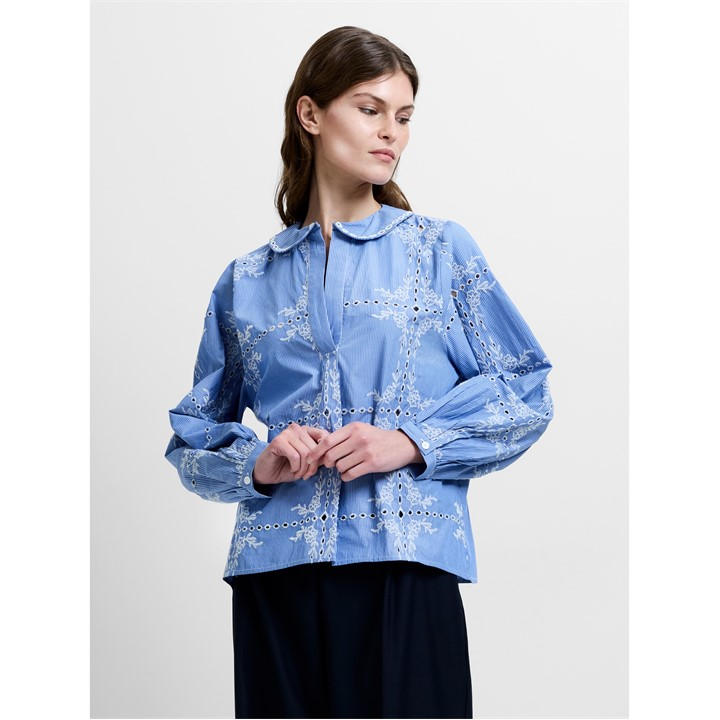 French Connection Women's Blue Long Sleeve Patterned Shirt in Size 16, Sports Direct