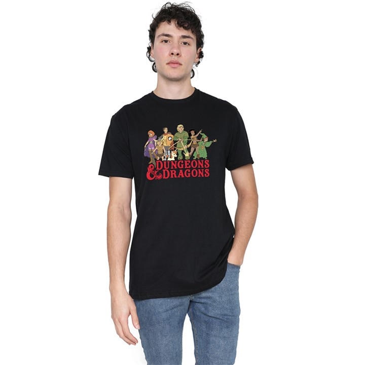 Hasbro Men's Black Dungeons & Dragons Line Up T-Shirt in Size L, Sports Direct
