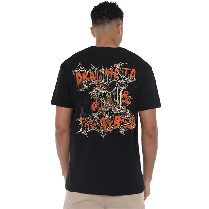 Hasbro Men's Black Dungeons Dragons Drag Me To The Abyss Front Back T in Size 2XL, Sports Direct