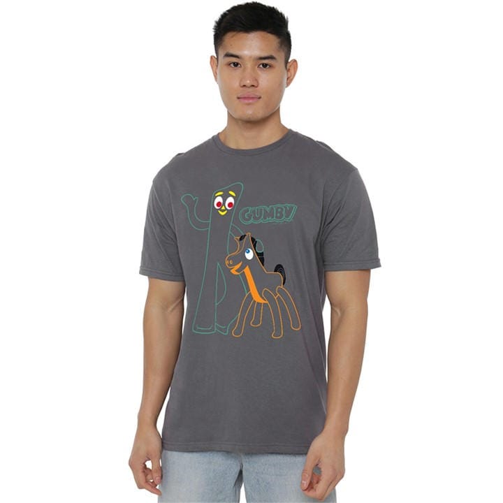 Men's Grey Other Gumby Outlines T Shirt Charcoal in Size 3XL, Sports Direct