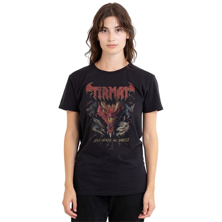Hasbro Women' Black Dungeons Dragons Tiamat 5 Heads Dragon T-Sh in Size S, Sports Direct