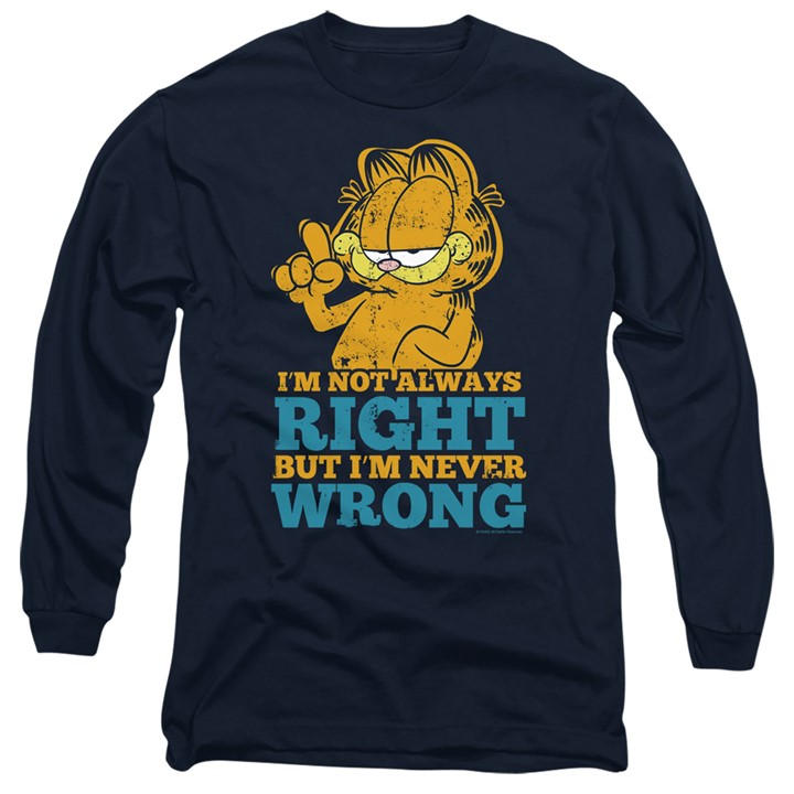 Garfield Men' Blue Never Wrong Long Sleeve T-Shirt Navy in Size S, Sports Direct