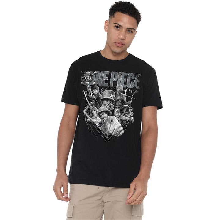 One Piece Men's Black Straw Hat Crew Heavy Metal T-Shirt Blac in Size XL, Sports Direct
