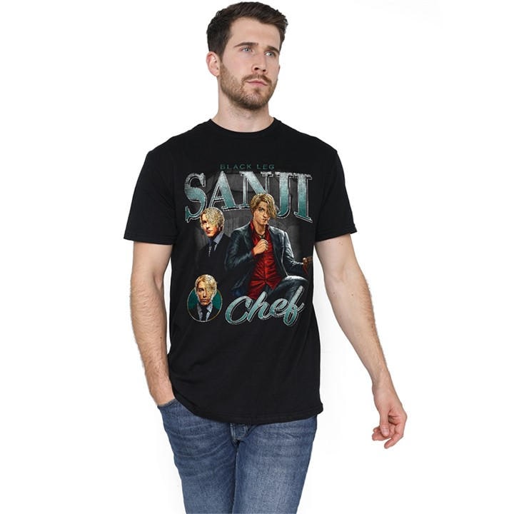 One Piece Men's Black Sanji Homage T-Shirt in Size 2XL, Sports Direct