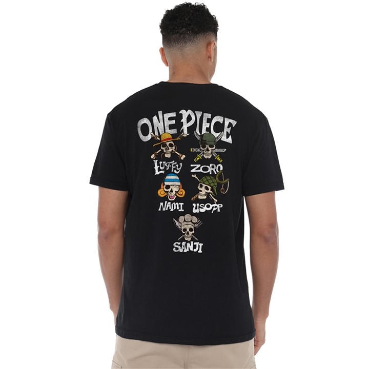 One Piece Men's Black Straw Hat Crew Skull Cross Bones Front B in Size 4XL, Sports Direct
