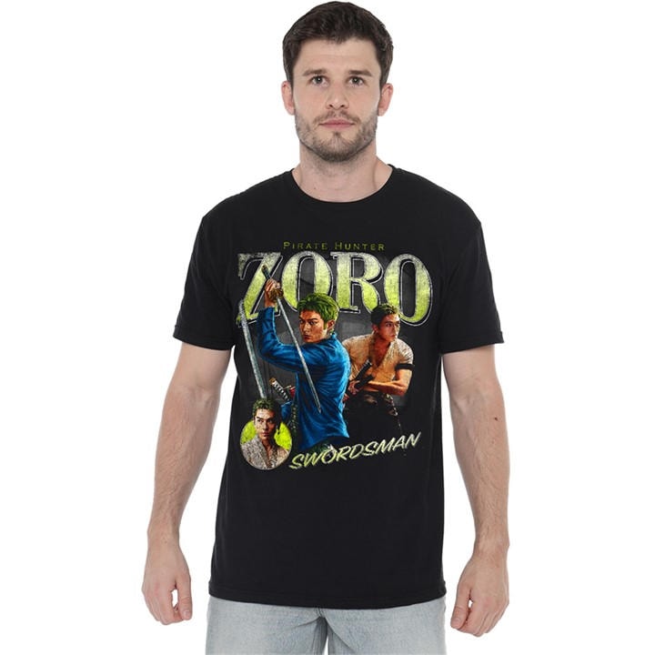 One Piece Men's Black Zoro Homage T-Shirt in Size M, Sports Direct