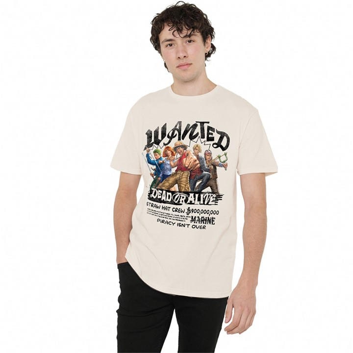 One Piece Men's Beige Straw Hat Crew Dead Or Alive T-Shirt Na in Size 2XL, Sports Direct