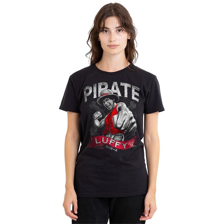 One Piece Women's Black Pirate Luffy T-Shirt in Size XL, Sports Direct