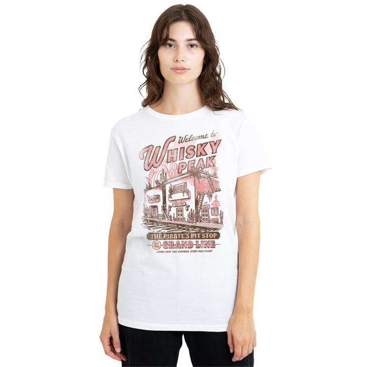 One Piece Women's White Welcome To Whisky Peak T-Shirt in Size XL, Sports Direct