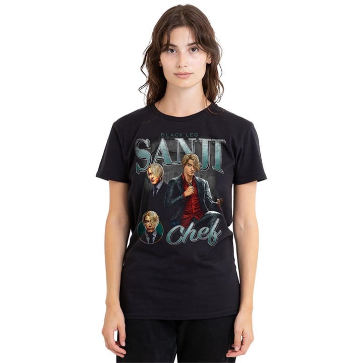 One Piece Women's Black Sanji Homage T-Shirt, Sports Direct