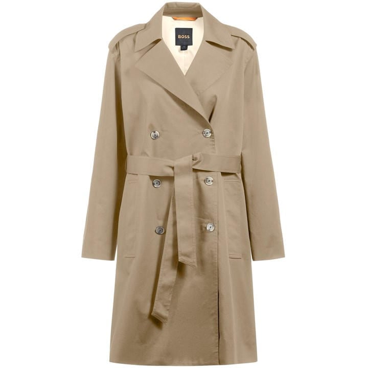 Boss Women's Beige Cotrench Weather Resistant Trench Coat in Size 10, Sports Direct