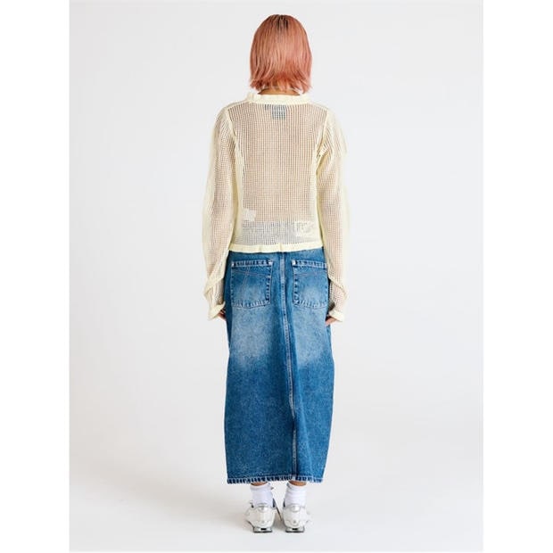 Blue - The Ragged Priest - Women's Midi Bleach Blue Wash Denim Skirt