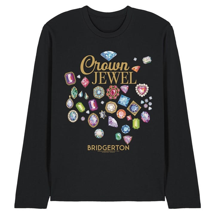 Bridgerton Men's Black Crown Jewel Long Sleeve T-Shirt in Size 2XL, Sports Direct