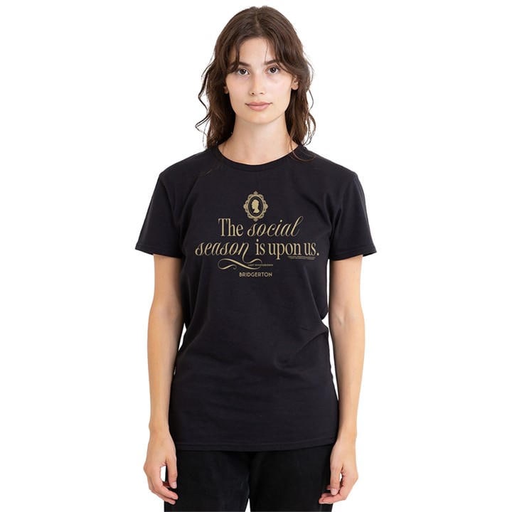 Bridgerton Women's Black The Social Season Is Upon Us T Shirt B, Sports Direct