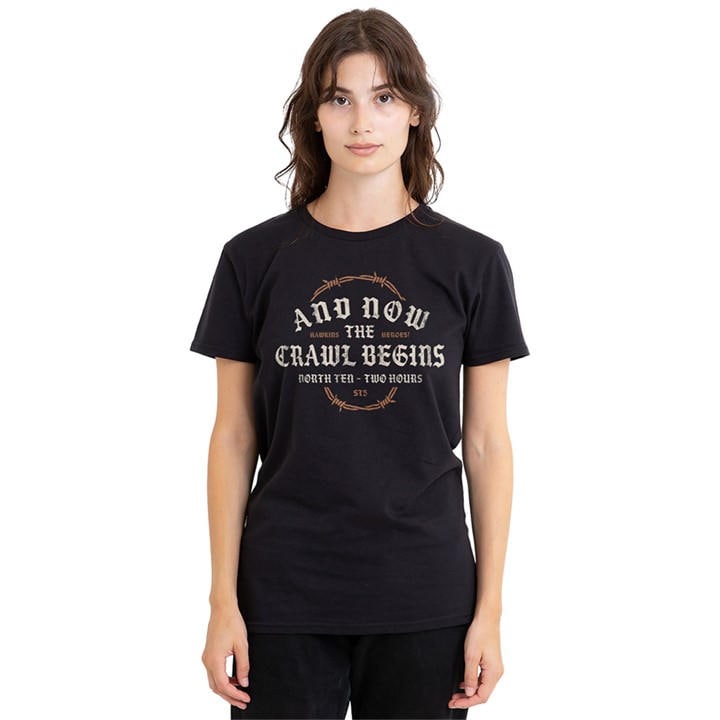 Stranger Things Women' Black The Crawl Begins T-Shirt B in Size S, Sports Direct