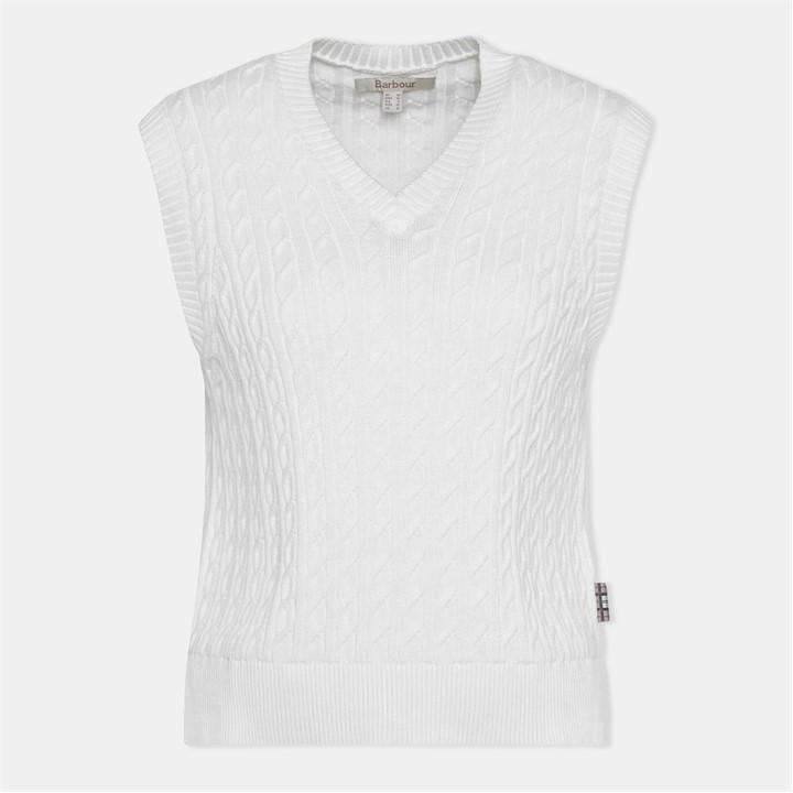 Barbour Women's White Hartland Sweater Vest in Size 16, Sports Direct