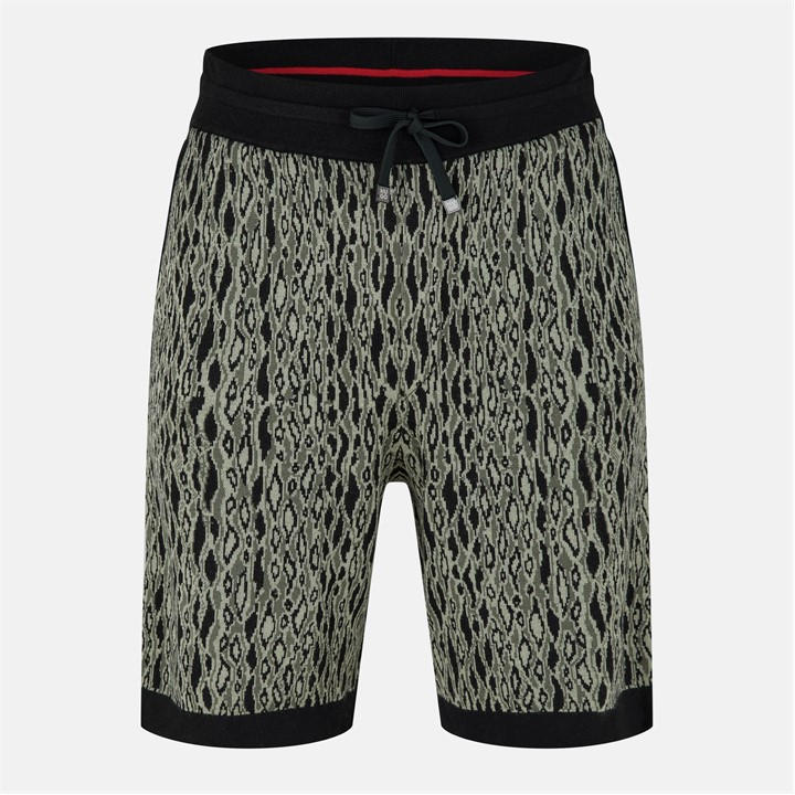 Hugo Men' Green Sgoey Red Knitted Shorts in Size S, Sports Direct