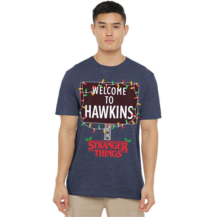 Stranger Things Men's Blue Christmas Welcome To Hawkins T Shi in Size L, Sports Direct