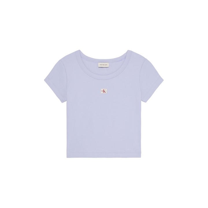 Calvin Klein Jeans Women's Purple Woven Ribbed Baby Tee in Size 10, Sports Direct