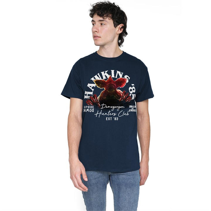 Stranger Things Men's Blue Hawkins 85 Demogorgon Hunters T-S in Size XL, Sports Direct