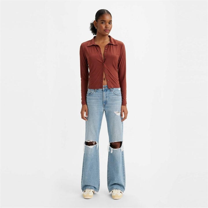 Levis Women's Blue Medium Indigo Baggy Wide Leg Jeans in Size 25 S, Sports Direct