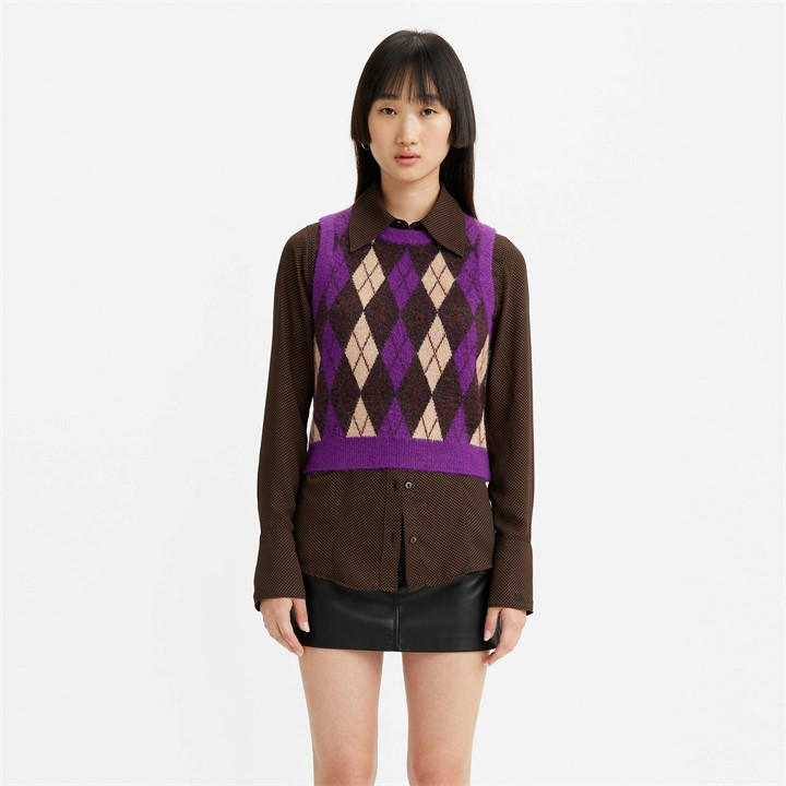 Levis Women's Brown Deja Vu Kirsten Knitted Sweater Vest in Size 8, Sports Direct