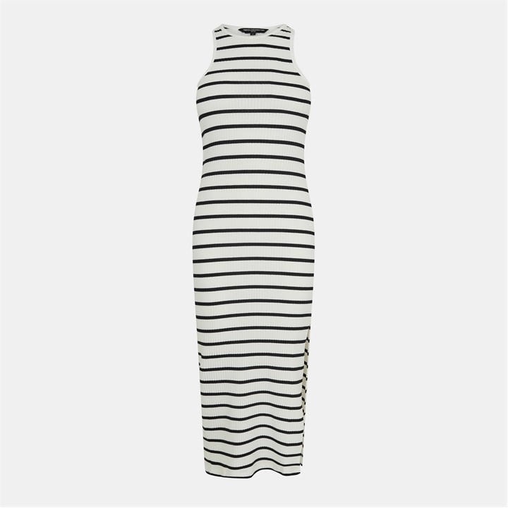 French Connection Women's White Tommy Stripe Racer Back T-Shirt Dress in Size 8, Sports Direct