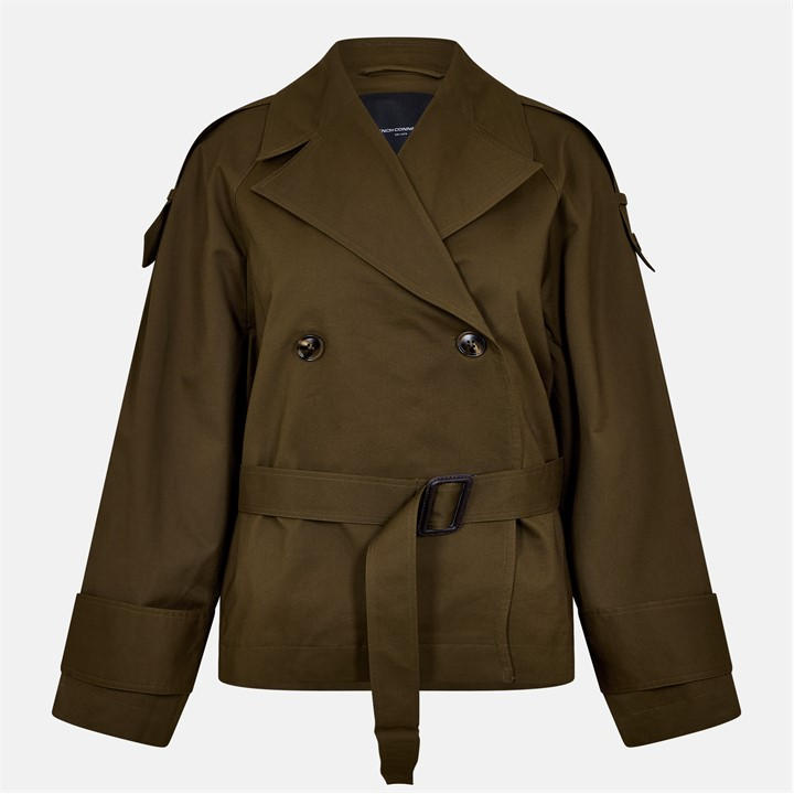 French Connection Women's Green Denby Weather Resistant Trench Coat in Size 14, Sports Direct