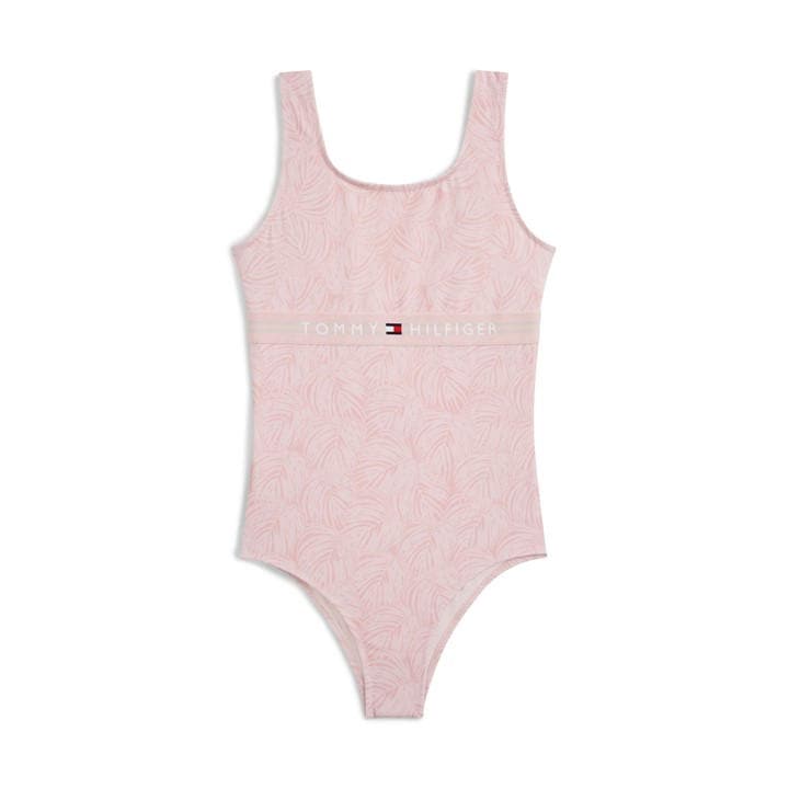 Tommy Hilfiger Girls Pink Kids' Scoop Neck Swimsuit in Size 8 - 9 Years, Sports Direct