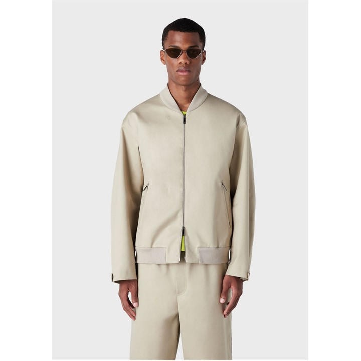 Emporio Armani Men's Beige Bomber Jacket Large