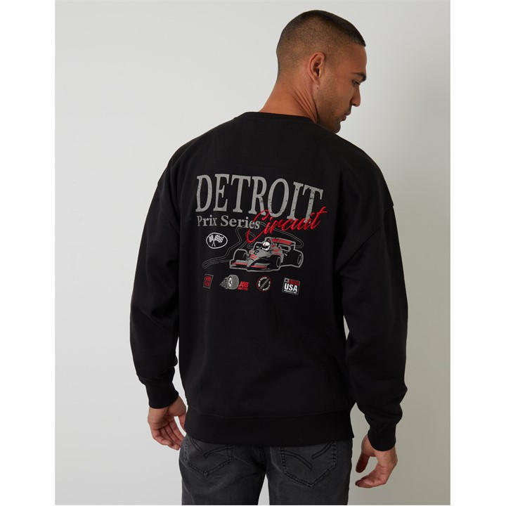 Threadbare Men's Black Tb Print Crew Neck Jumper in Size 2XL, Sports Direct