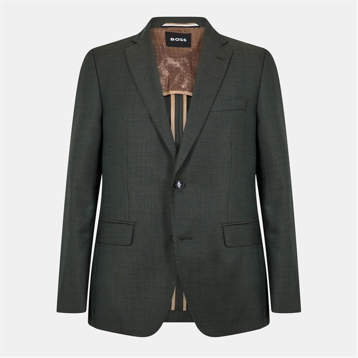 Boss Men' Green H Hutson Elbow Formal Jacket in Size S, Sports Direct
