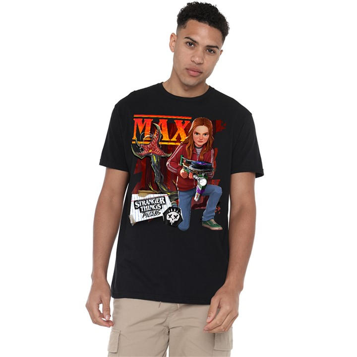 Stranger Things Men's Black Tales From 85 Max T Shirt in Size 4XL, Sports Direct