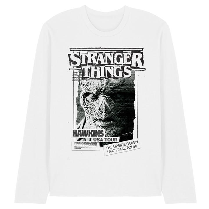 Stranger Things Men' White Newspaper Vecna Long Sleeve T-Shir in Size S, Sports Direct