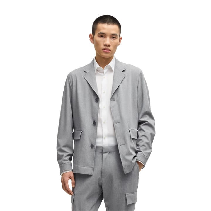Boss Men' Grey P Carper Flaps Formal Jacket in Size S, Sports Direct