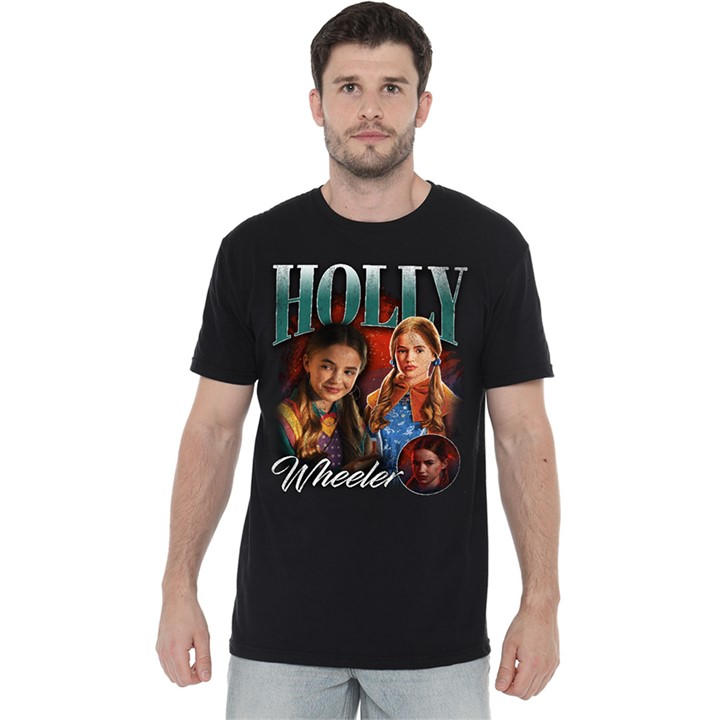 Stranger Things Men's Black Holly Homage T-Shirt in Size M, Sports Direct