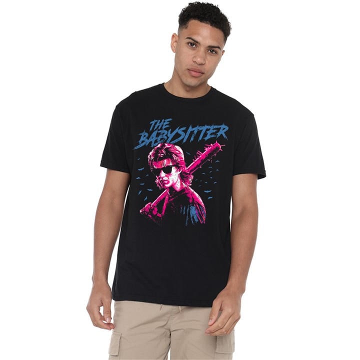 Stranger Things Men's Black The Babysitter T-Shirt in Size M, Sports Direct