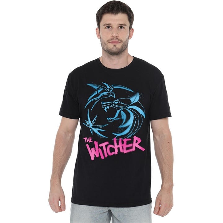The Witcher Men's Black Graffiti Spray Crest T-Shirt in Size L, Sports Direct