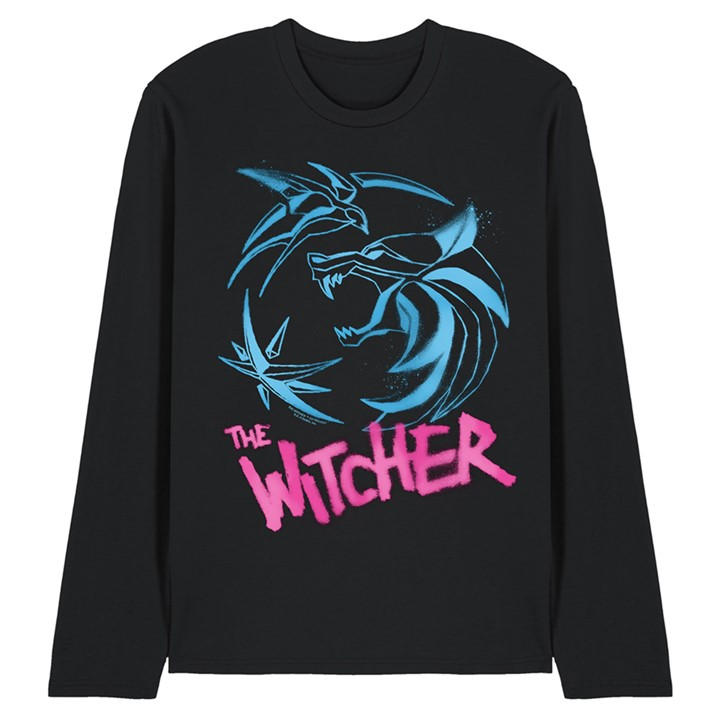 The Witcher Men' Black Graffiti Spray Crest Long Sleeve T-Shi in Size S, Sports Direct