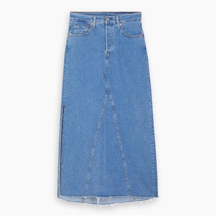 Levis Women's Long Slit Denim Skirt Blue 25 L32 - Image 2