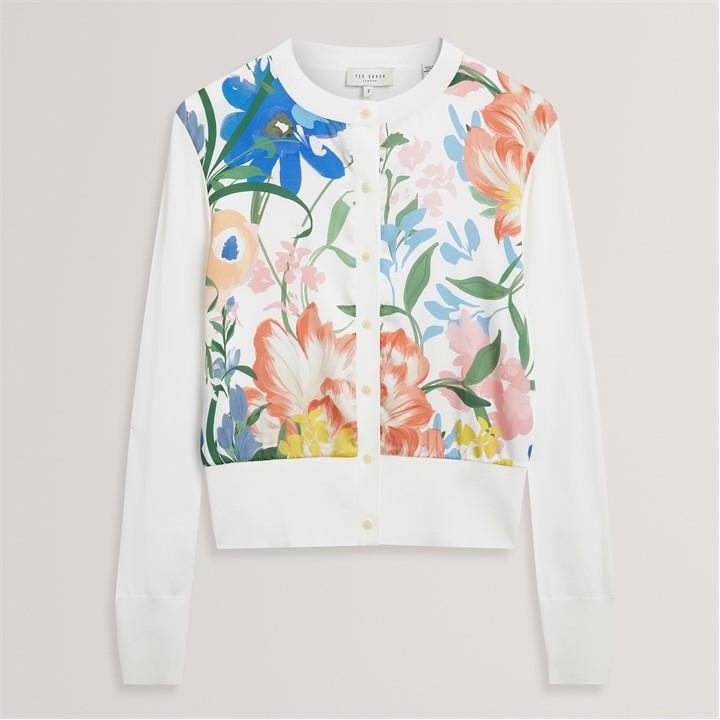 Ted Baker Women's White Printed Button Through Cardigan in Size 12, Sports Direct